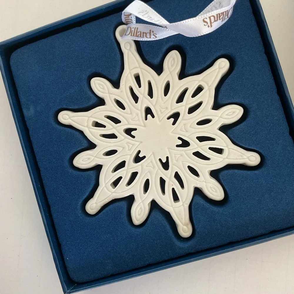 Dillards Collectible Porcelain Snowflake Ornament NWT
